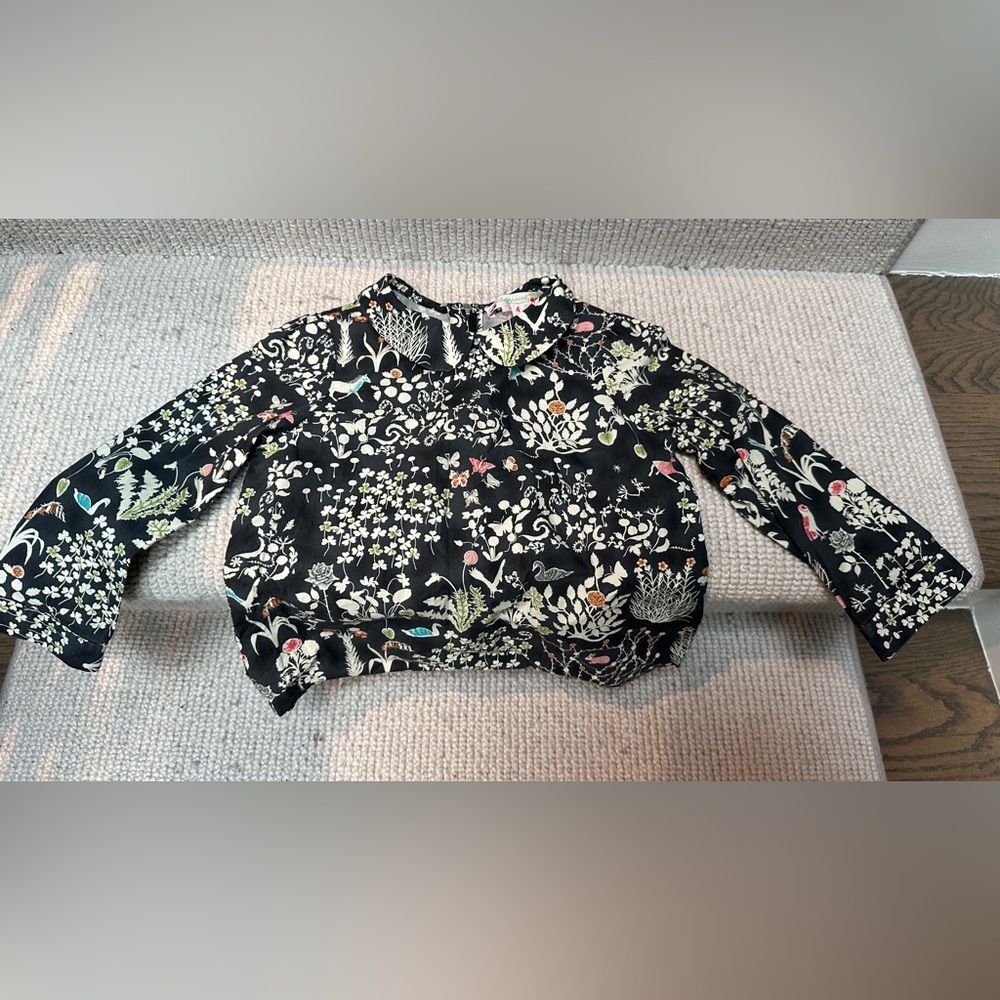 Bonpoint Black Floral Kids Blouse